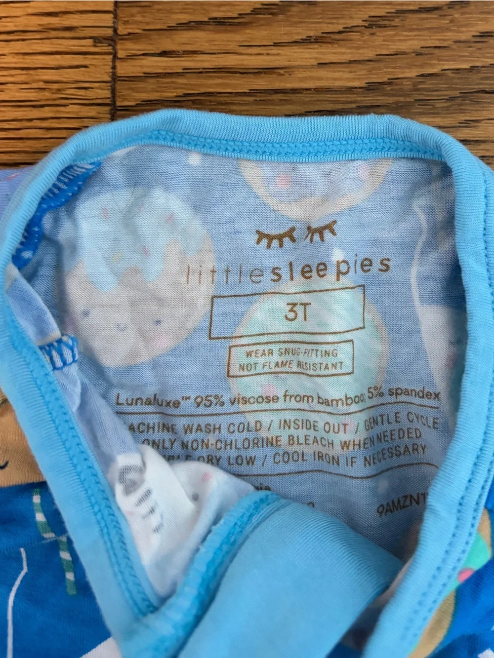 Little Sleepies Bright Blue Space & Snack Print Footed One-Piece